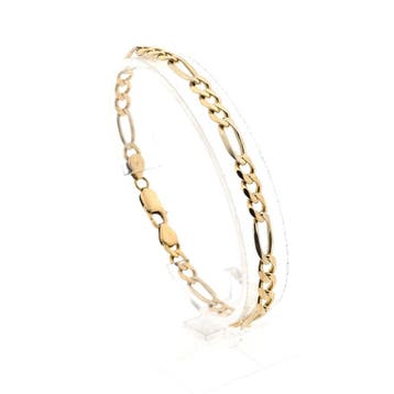 Gouden figaroschakel armband; 14 karaat; 20,5 cm, Ophalen of Verzenden, Gebruikt, Goud, Goud