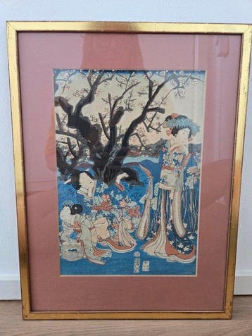 Women Under Blooming Plum Tree - Utagawa Kunisada