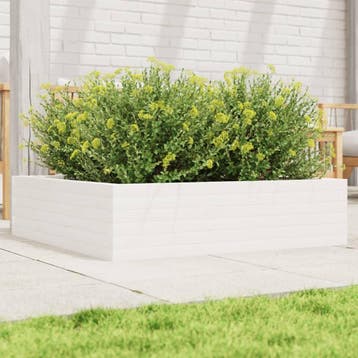 vidaXL Plantenbak 90x90x23 cm massief grenenhout wit, Minder dan 30 cm, Verzenden, Nieuw, 60 tot 100 cm