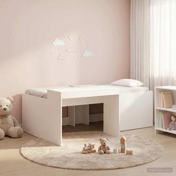 vidaXL Hoge Bed Frame met Bureau voor Kinderen Wit 98.5 x, Verzenden, Nieuw, Wit, Hout