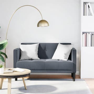 vidaXL Loveseat bank donkergrijs 111 cm fluweel, Verzenden, Nieuw, Stof