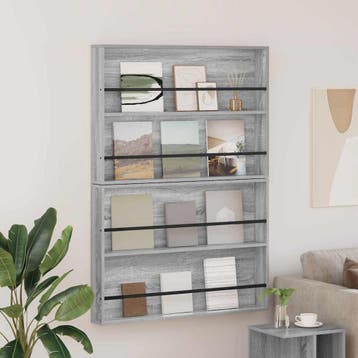 vidaXL Tijdschrift Rek met plank 2 st Grijs Sonoma 100 x 12, Verzenden, Nieuw