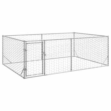 vidaXL Hondenhok voor buiten met deur 3x2x1 m gegalvaniseerd, Dieren en Toebehoren, Hondenhokken, Verzenden, Nieuw