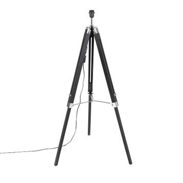 Landelijke vloerlamp zwart zonder kap - Tripod, Verzenden, Nieuw, Hout, Industrieel