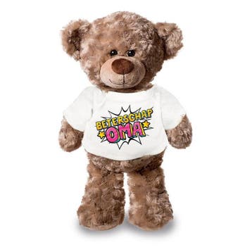 Knuffel teddybeer - beterschap oma - pluche - 24 cm, Verzenden, Nieuw