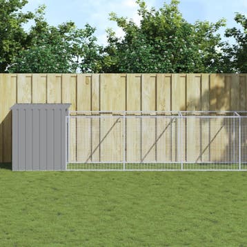 vidaXL Hondenhok met ren 110x1017x110 cm staal lichtgrijs, Verzenden, Nieuw