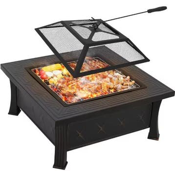 3-in-1 metalen vuurplaats 81 cm vonkbescherming grill BBQ, Verzenden, Nieuw