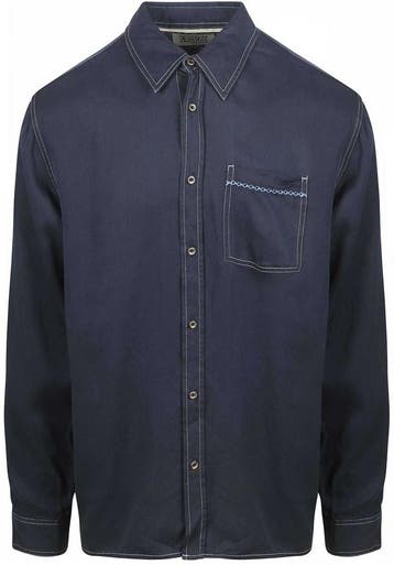 Scotch and Soda Overhemd Solid Tencel Navy maat M Heren, Verzenden, Nieuw, Blauw, Scotch and Soda