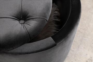 Ronde kruk MODERN BAROK 50cm Grijs Fluweel met opbergruimte, Huis en Inrichting, Banken | Voetenbanken en Poefen, Ophalen of Verzenden