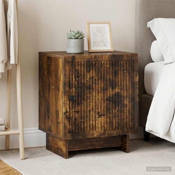 vidaXL Nachtkastje 2 st Gerookt eiken 43 x 34,5 x 50 cm, Minder dan 45 cm, Verzenden, Nieuw, Minder dan 55 cm