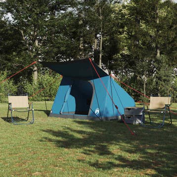 vidaXL Camping Tent 4-persoons Waterdicht Blauw taft, Caravans en Kamperen, Verzenden, Nieuw, Tot en met 2