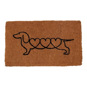 Deurmat Kokos handgeweven hartjes teckel 75cm, Verzenden, Nieuw