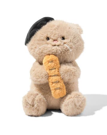 HEMA Knuffel 20x25x35cm kat met stokbrood, Kinderen en Baby's, Speelgoed | Knuffels en Pluche, Verzenden, Nieuw