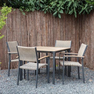Arezzo tuintafel vierkant polywood teaklook 90x90 cm, Ophalen of Verzenden, Nieuw