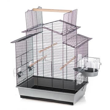 Vogelkooi Inter-Zoo Iza 3 Grijs/Zwart – Parkietenkooi met., Verzenden, Nieuw, Overige materialen, Vogelkooi