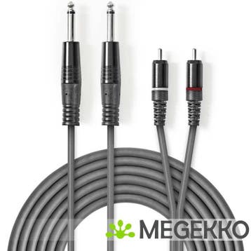 Stereo audiokabel | 2x 6,35 mm male - 2x RCA male | 5,0 m |, Verzenden, Nieuw