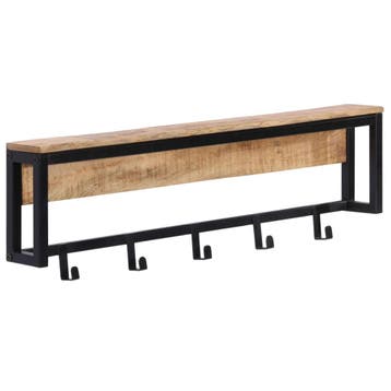 vidaXL Kapstok 87x10x27 cm massief ruw mangohout, Verzenden, Nieuw