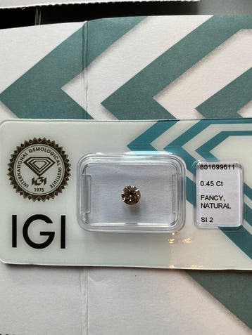 1 pcs Diamant (Natuurlijk gekleurd) - 0.45 ct - Rond - Fancy, Nieuw