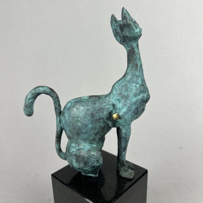 Robert Dyrcz - „The cat”- bronze, Antiek en Kunst, Kunst | Designobjecten