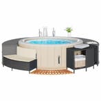 Hottub-ombouw poly rattan en massief acaciahout zwart, Tuin en Terras, Verzenden, Nieuw