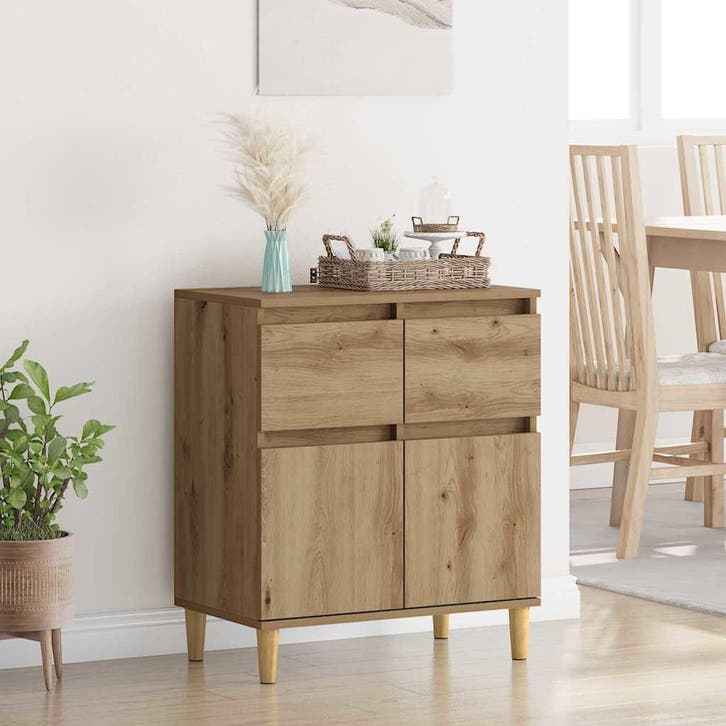 vidaXL Dressoir Artisan Eiken 60 x 35 x 70 cm Bewerkt hout, Huis en Inrichting, Kasten | Dressoirs, Nieuw, Minder dan 50 cm, Overige houtsoorten