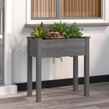 vidaXL Plantenbak met voering 71x37x76 cm massief vurenhout, Verzenden, Minder dan 60 cm, Nieuw, 60 cm of meer