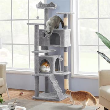 2dekans | Yaheetech Krabpaal 178 cm met Twee Kattenholen,, Ophalen of Verzenden, Zo goed als nieuw