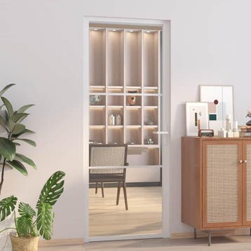 vidaXL Binnendeur 83x201,5 cm ESG-glas en aluminium wit, Doe-het-zelf en Verbouw, Verzenden, Nieuw