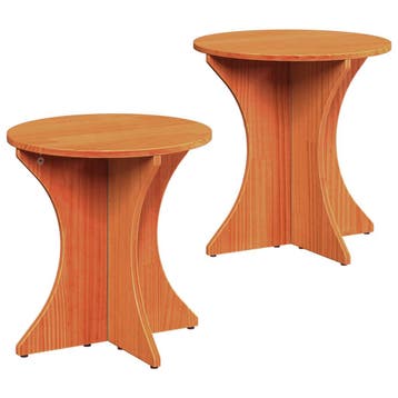 vidaXL Salontafel 2 st Wasbruin 46 x 46 x 47 cm Massief, Huis en Inrichting, Tafels | Salontafels, Minder dan 50 cm, Verzenden