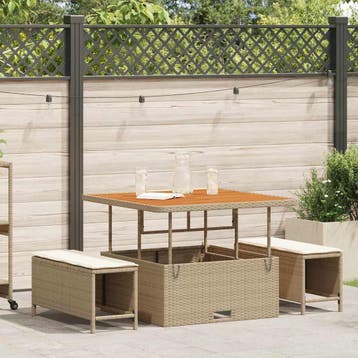 vidaXL Tuin eettafelset Beige poly rattan, Verzenden, Nieuw, Rotan, 3 zitplaatsen
