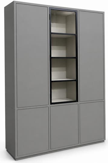 Buffetkast Vught stofgrijs met stalen deuren 180 x 240cm, Ophalen of Verzenden, Nieuw