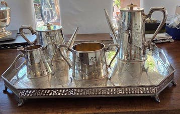 Koffie- en theeservies (5) - .925 zilver - Argentieri W&H en