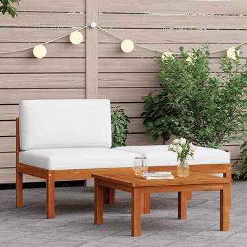 vidaXL 3-delige tuinloungeset met kussens van acaciahout en, Verzenden, Nieuw, Hardhout, Loungeset