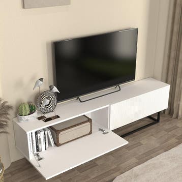 Tv-meubel Verpsboga kort frame 180x32x47 cm wit [en.casa], Verzenden, Nieuw