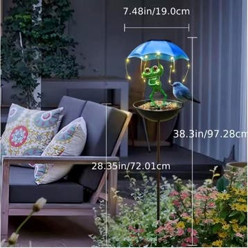 Solar Kikker Tuinlamp met Vogelvoeder LED Tuindecoratie, Verzenden, Nieuw