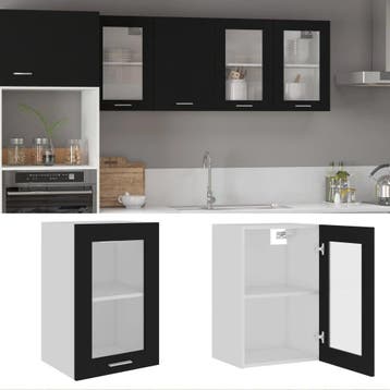 vidaXL Bovenkast Lyon 40x31x60 cm bewerkt hout zwart, Verzenden, Nieuw, Zwart
