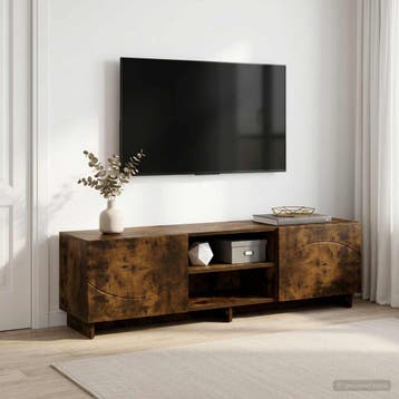 vidaXL TV-standaard 140 x 34,5 x 40 cm Gerookt eiken Bewerkt, 100 tot 150 cm, Verzenden, Nieuw, Minder dan 100 cm