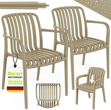 Tuinstoelen - Weerbestendig - Met armleuning - Set van 2 - T, Tuin en Terras, Verzenden, Zo goed als nieuw