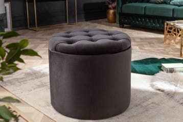 Elegante kruk MODERN BAROQUE 50cm zwart fluwelen opbergmand, Ophalen of Verzenden, Nieuw