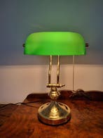 Bureaulamp - Messing frame met groen glas - Notarislamp