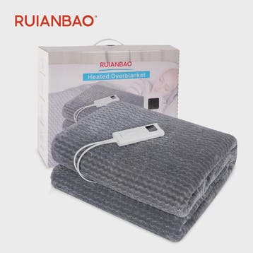 Elektrische Deken RUIANBAO 160x130cm - Verwarmde Plaid met 9, Verzenden, Nieuw