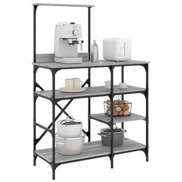 vidaXL Bakkersrek 90x40x132 cm bewerkt hout en metaal grijs, Verzenden, Nieuw