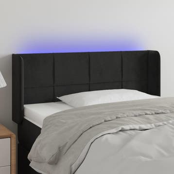 vidaXL Hoofdbord LED 93x16x78/88 cm fluweel zwart, Verzenden, Nieuw, Zwart, Stof