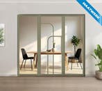 Enkele stalen taatsdeur met glaspaneel Olijfgroen 4 Vlaks ro, Nieuw, Metaal, Overige typen