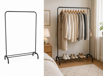Lowander Metalen Kledingrek met Schoenenrek - 110 x 40 x 150, Huis en Inrichting, Kasten | Kledingkasten, Verzenden, Nieuw
