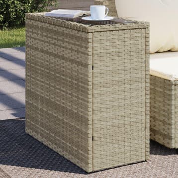 vidaXL Tuinbijzettafel glasblad 58x27,5x55 cm poly rattan, Verzenden, Nieuw