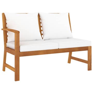 vidaXL Tuinbank met crèmekleurig kussen 114,5 cm massief, Tuin en Terras, Tuinsets en Loungesets, Verzenden, Nieuw, Textileen