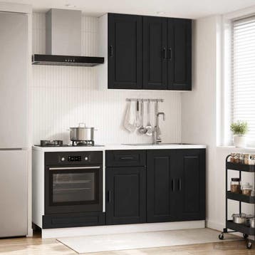 vidaXL Keukenblok PORTO 5 st Zwart Bewerkt hout, Verzenden, Nieuw, Zwart