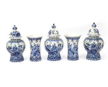 Vijfdelig Delfts-Blauw kaststel, Porceleyne Fles, 1946/1947, Antiek en Kunst