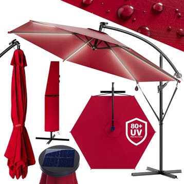 Zweefparasol LED Rood Mali Ø350cm UV-bescherming 80+ met..., Verzenden, Nieuw